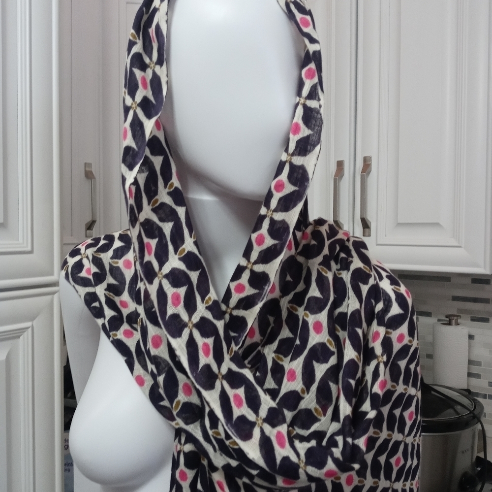 NWT Spartina 449 Handcrafted Fashion Scarf /Wrap With Fringe 71x23 purple pink
